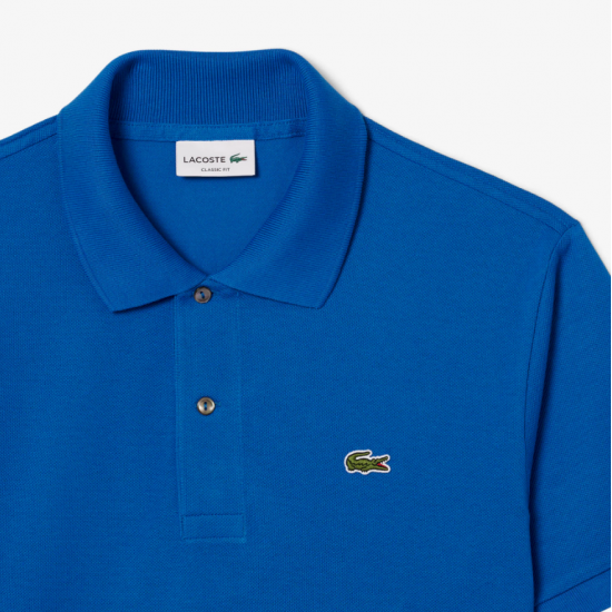 LACOSTE Ανδρική Βαμβακερή Polo Pique Μπλούζα Κανονική Γραμμή L.12.12 00 3D3 Μπλε Ντένιμ