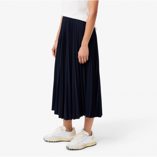 LACOSTE Women's Long Pleated Skirt JF1402 00 166 Blue