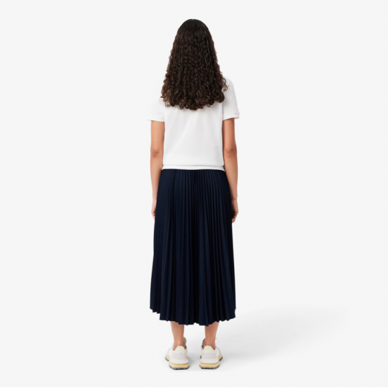 LACOSTE Women's Long Pleated Skirt JF1402 00 166 Blue