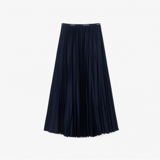 LACOSTE Women's Long Pleated Skirt JF1402 00 166 Blue