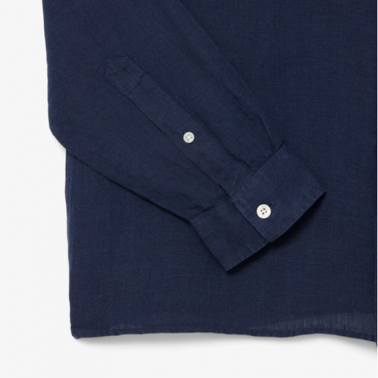 LACOSTE Ανδρικό Λινό Πουκάμισο Κανονική Γραμμή CH5692 00 166 Σκούρο Μπλε