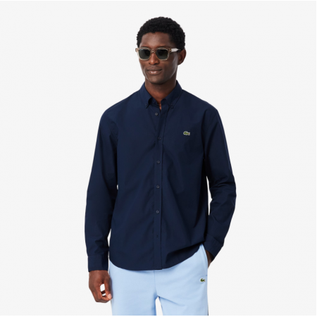 LACOSTE Ανδρικό Βαμβακερό Πουκάμισο Ελαφριά Ποπλίνα Κανονική Γραμμή CH2316 00 166 Σκούρο Μπλε