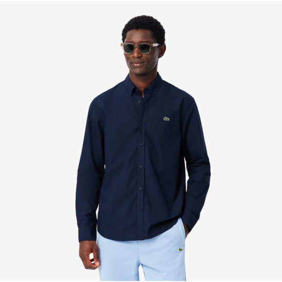 LACOSTE Men's Cotton Regular Fit Lightweight Poplin Shirt CH2316 00 166 Blue