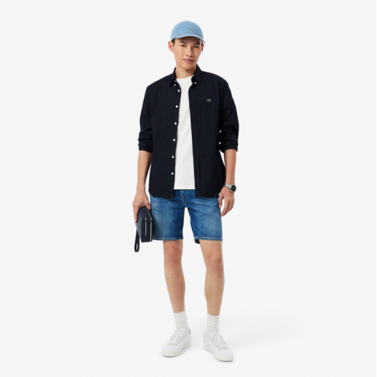 LACOSTE Ανδρικό Βαμβακερό T-Shirt Tone on Tone Embossed Logo Κανονική Γραμμή TH0753 00 70V Λευκό