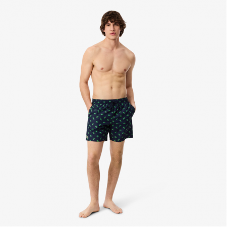 LACOSTE Ανδρικό Σορτς Μαγιό Crocodile Print Μεσαίου Μήκους MH1851 00 166 Σκούρο Μπλε