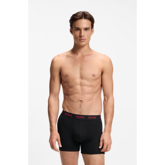 HUGO Ανδρικό Πακέτο Τριών Τεμαχίων Εσώρουχα Boxerbr 50532613 008 Μαύρο