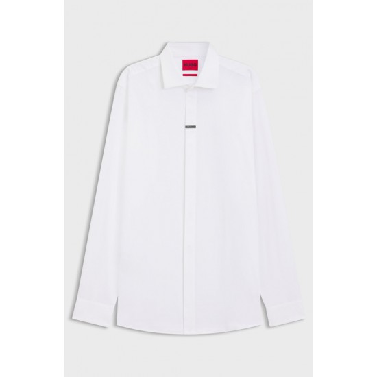 HUGO Ανδρικό Ελαστικό Βαμβακερό Πουκάμισο Valerio Modern Fit 50554768 199 Λευκό