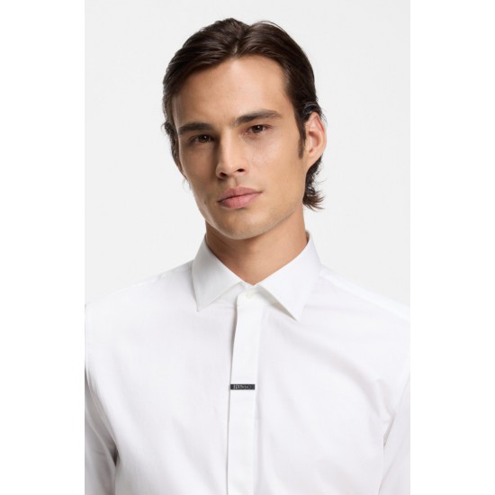 HUGO Ανδρικό Ελαστικό Βαμβακερό Πουκάμισο Valerio Modern Fit 50554768 199 Λευκό