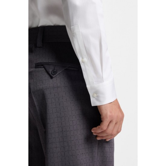 HUGO Ανδρικό Ελαστικό Βαμβακερό Πουκάμισο Valerio Modern Fit 50554768 199 Λευκό