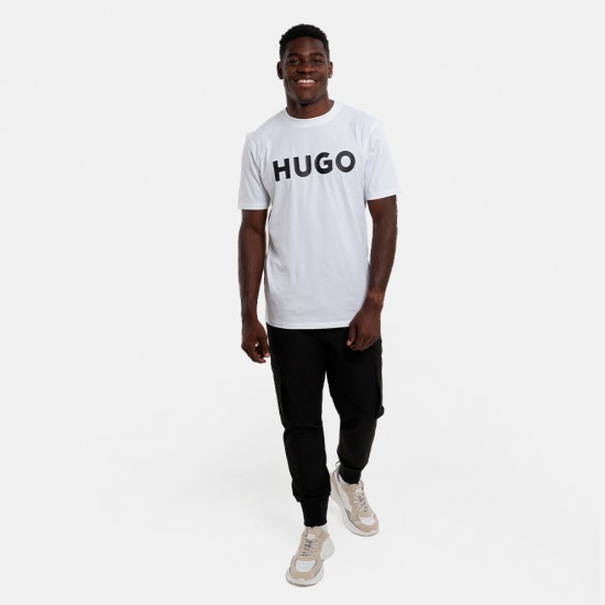 HUGO Ανδρικό Βαμβακερό T-Shirt Dulivio Κανονική Γραμμή 50467556 120 Λευκό