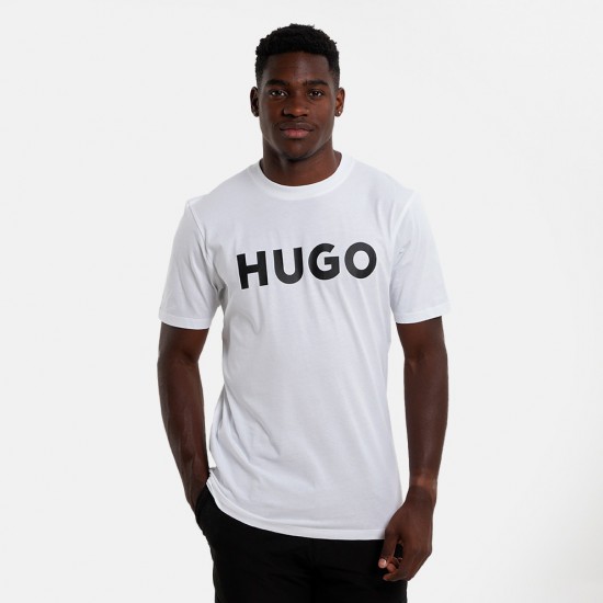 HUGO Ανδρικό Βαμβακερό T-Shirt Dulivio Κανονική Γραμμή 50467556 120 Λευκό