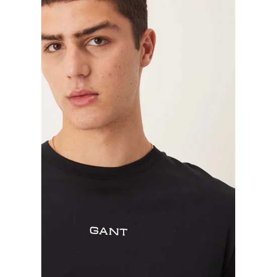 GANT Ανδρικό Βαμβακερό T-Shirt Small Graphic Κανονική Γραμμή 2003405 005 Μαύρο