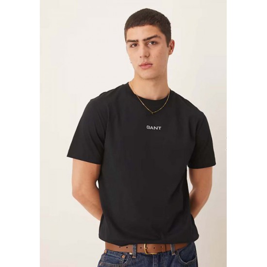 GANT Ανδρικό Βαμβακερό T-Shirt Small Graphic Κανονική Γραμμή 2003405 005 Μαύρο