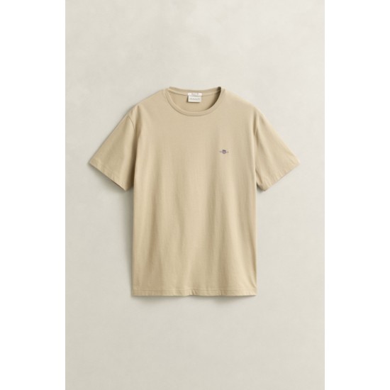 GANT Ανδρικό βαμβακερό Shield T-Shirt Κανονική Γραμμή 2003184 200 Μπεζ