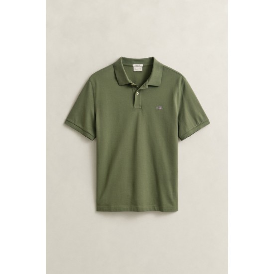 GANT Men's Cotton Regular Fit Shield Piqué Polo Shirt 2210 379 Dry Herb Green