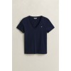 GANT Women's Cotton Regular Fit Shield V-Neck T-Shirt 4200750 433 Evening Blue