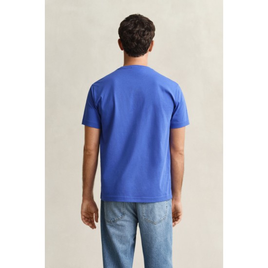 GANT Ανδρικό βαμβακερό Shield T-Shirt Κανονική Γραμμή 2003184 417 Ανοιχτό Μπλε