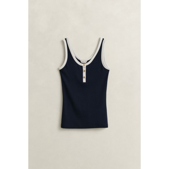 GANT Γυναικεία Αμάνικη Μπλούζα Contrast Color Ribbed Στενή Γραμμή 4201341 433 Σκούρο Μπλε