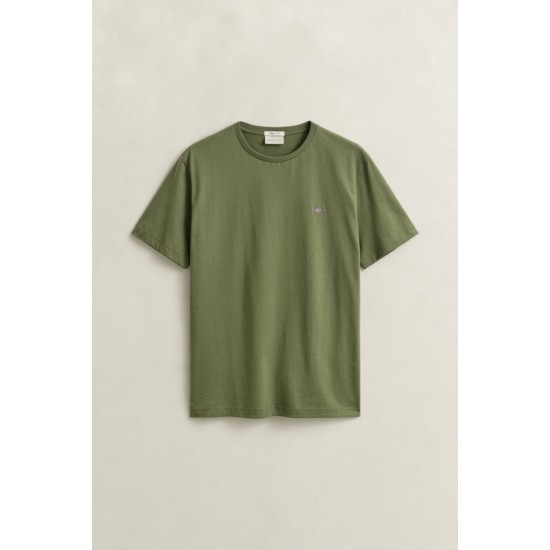GANT Ανδρικό βαμβακερό Shield T-Shirt Κανονική Γραμμή 2003184 379 Πράσινο Χακί