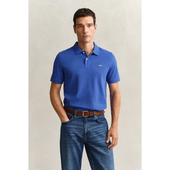 GANT Men's Cotton Regular Fit Shield Piqué Polo Shirt 2210 417 Royal Blue
