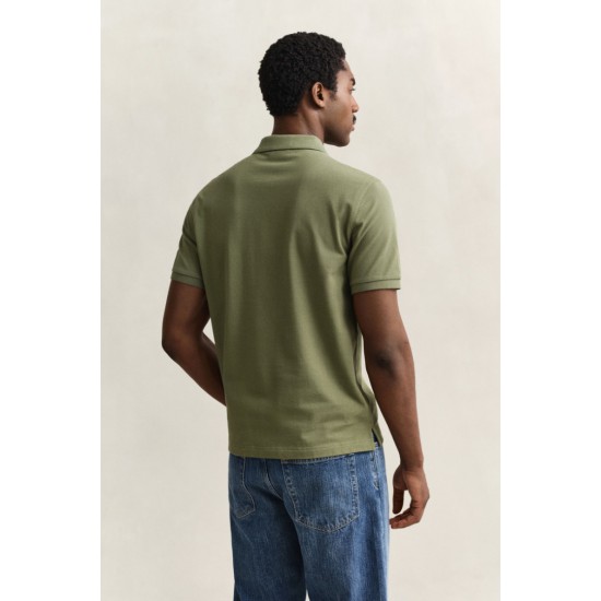 GANT Men's Cotton Regular Fit Shield Piqué Polo Shirt 2210 379 Dry Herb Green