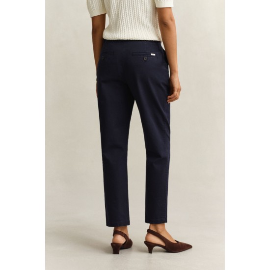 GANT Γυναικείο Βαμβακερό Παντελόνι Chinos Στενή Γραμμή 4150380 433 Σκούρο Μπλε