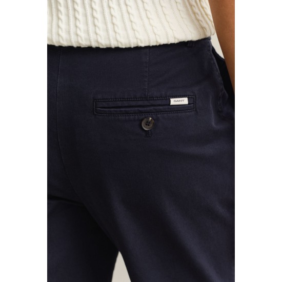 GANT Γυναικείο Βαμβακερό Παντελόνι Chinos Στενή Γραμμή 4150380 433 Σκούρο Μπλε