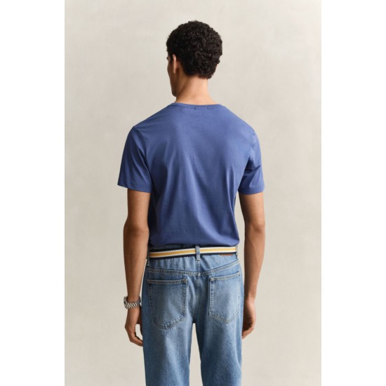 GANT Ανδρικό βαμβακερό Shield T-Shirt Κανονική Γραμμή 2003184 442 Μπλε