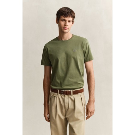 GANT Ανδρικό βαμβακερό Shield T-Shirt Κανονική Γραμμή 2003184 379 Πράσινο Χακί