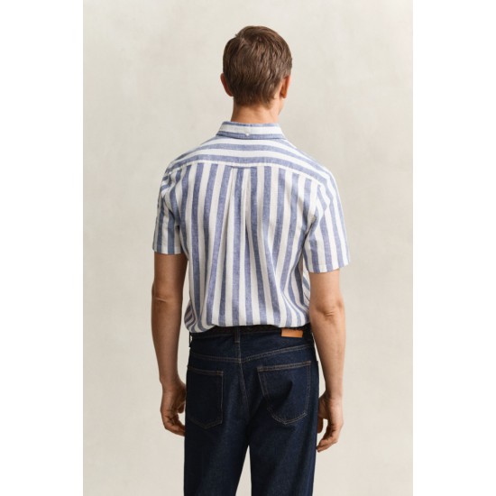 GANT Ανδρικό Βαμβάκι Λινό Κοντομάνικο Ριγέ Πουκάμισο Κανονική γραμμή 3260020 442 Μπλε