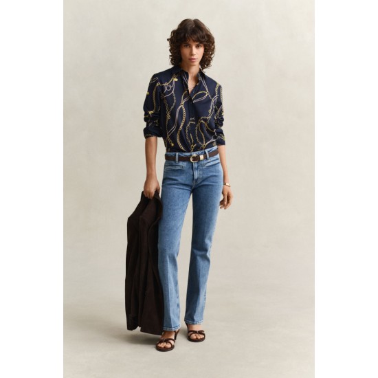 GANT Women's Cotton Voile Regular Fit Printed Shirt 4300625 433 Evening Blue
