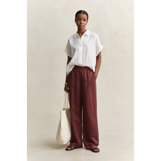 GANT Γυναικείο Παντελόνι Υφή Λινού Pull On Άνετη Γραμμή 4150381 226 Καφέ