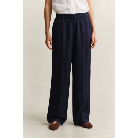 GANT Γυναικείο Παντελόνι Υφή Λινού Pull On Άνετη Γραμμή 4150381 433 Σκούρο Μπλε