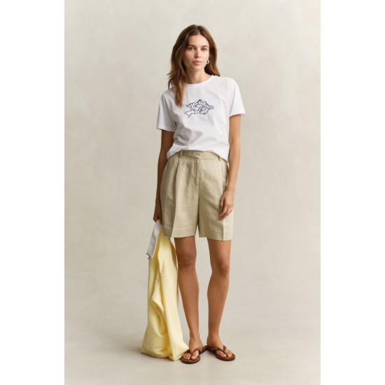 GANT Women's Cotton Regular Fit Graphic Print T-Shirt 4201461 110 White
