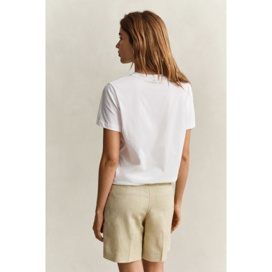 GANT Women's Cotton Regular Fit Graphic Print T-Shirt 4201461 110 White