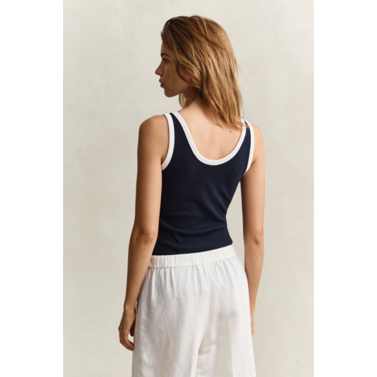 GANT Γυναικεία Αμάνικη Μπλούζα Contrast Color Ribbed Στενή Γραμμή 4201341 433 Σκούρο Μπλε