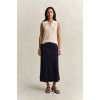 GANT Women's Relaxed Fit Flared Linen Blend Skirt 4400231 433 Evening Blue