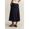 GANT Women's Relaxed Fit Flared Linen Blend Skirt 4400231 433 Evening Blue