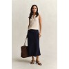 GANT Women's Relaxed Fit Flared Linen Blend Skirt 4400231 433 Evening Blue