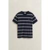 GANT Ανδρικό Βαμβακερό Ριγέ T-Shirt Κανονική Γραμμή 2003398 433 Σκούρο Μπλε