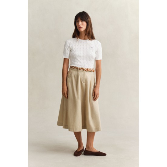 GANT Women's Lightweight Cotton Pleated Chino Skirt 4400224 200 Oat Beige