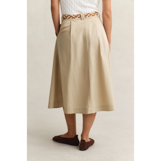 GANT Women's Lightweight Cotton Pleated Chino Skirt 4400224 200 Oat Beige