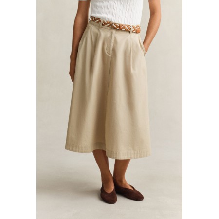 GANT Women's Lightweight Cotton Pleated Chino Skirt 4400224 200 Oat Beige