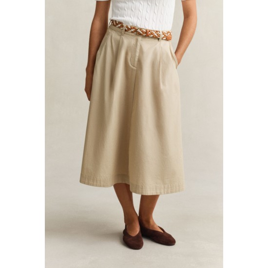 GANT Women's Lightweight Cotton Pleated Chino Skirt 4400224 200 Oat Beige