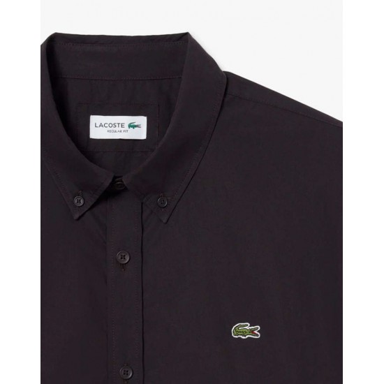 LACOSTE Ανδρικό Βαμβακερό Πουκάμισο Ελαφριά Ποπλίνα Κανονική Γραμμή CH2316 00 3LA Καφέ